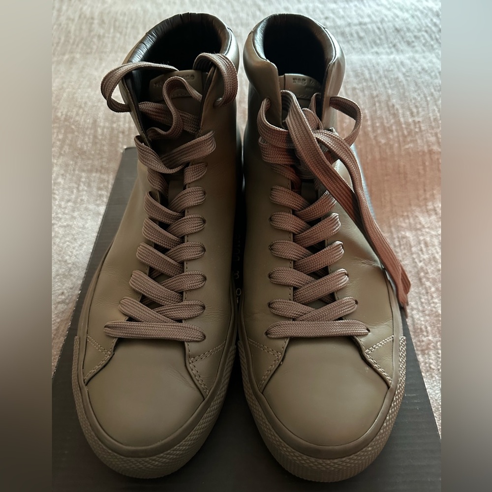 Rag & Bone RB1 High Top Men’s Leather Sneakers in Grey Moss Size EU 43 US 10